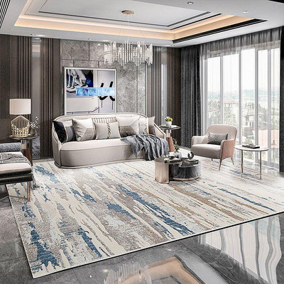 【熱賣精選】輕奢風藍色客廳地毯家用現代簡約北歐沙發床前墊免洗滿鋪大面積