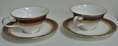 Noritake皇室御用骨瓷~下午茶 咖啡杯組 一對   2杯2盤 早期收藏 擺設 裝飾  店面擺設