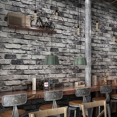 【熱賣下殺】復古懷舊3d立體仿磚紋磚塊磚頭墻紙咖啡廳酒吧服裝店紅磚壁紙背景