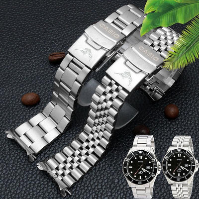 替換錶帶  適配卡西歐劍魚MDV-106 107手錶帶2784鋼帶不鏽鋼錶帶男22mm配件