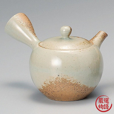 日本製 灰釉米白茶壺 日式茶壺 茶器 茶具 不鏽鋼濾網 陶瓷 茶道 横手急須 常滑燒 一心作