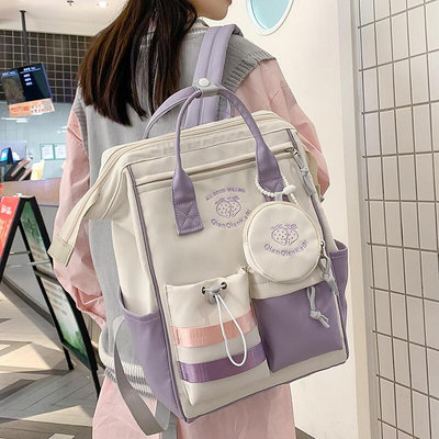 書包女大學生小眾設計感高中生手提包15.6寸電腦包旅行揹包雙肩包