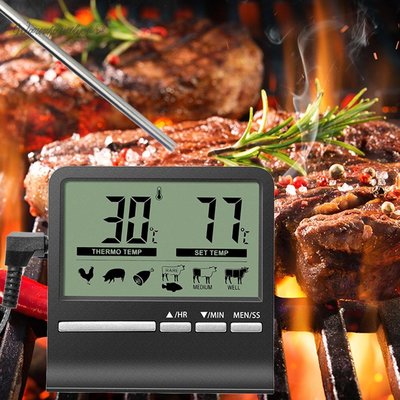 燒烤肉類溫度計電子數字BBQ 廚房溫度計 探針食品溫度計-現貨