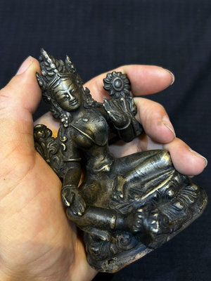 (二手)-青銅材質清代度母高約10cm尼泊爾老佛像尼泊爾收藏 古玩 擺件 老物件【靜心隨緣】757