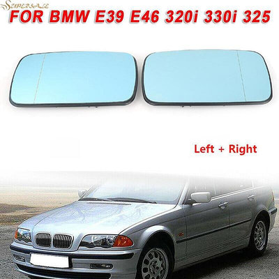 BMW 寶馬 E39 E46 320i 330i 325 藍色配件汽車後視鏡後視鏡玻璃的汽車裝飾品加熱左右