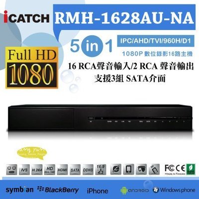 昌運監視器 RMH-1628AU-NA2(3) 1080P AHD 16ch 支援高清AHD.TVI.960H.D1.IPC 攝影