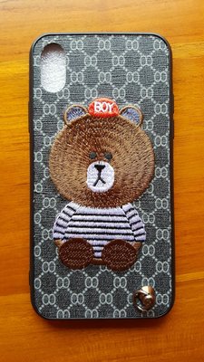 Apple 刺繡 小熊 手機套 手機保護套 手機保護殼 iphoneX 愛瘋