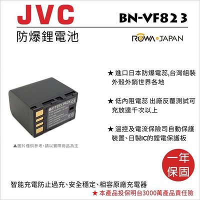 御彩數位@樂華 FOR Jvc BN-VF823U 相機電池 鋰電池 防爆 原廠充電器可充 保固一年