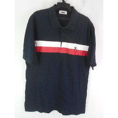 男 ~【FILA】黑色+白色+紅色POLO衫 XL號(4B170)~99元起標~