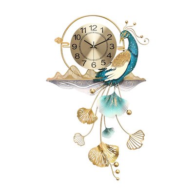 新中式創意孔雀客廳鐘表家用時尚個性時鐘代裝飾大氣掛墻掛鐘