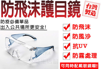 萊亞生活館 隔離防護 護目鏡-藍色 目前為第一線人員使用款 醫護人員必備 外出防疫備品 護目鏡可戴眼鏡 台灣製造