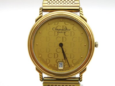 【精品廉售/手錶】瑞士名錶Christian Dior克里斯汀·迪奧(CD)石英女腕錶/金色精鋼錶帶*靓款*防水*佳品