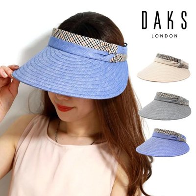 Co媽日本精品代購 日本製 DAKS 帽 抗UV 帽緣經典格紋帽 中空遮陽帽 米色 灰色 藍色 三色任選 預購