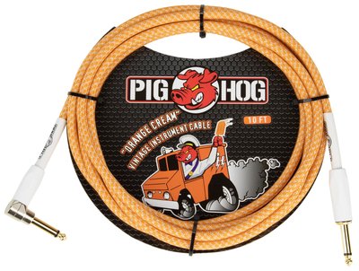【硬地搖滾】PIG HOG 亮橘色 IL頭 樂器導線 編織系列 Orange Crème