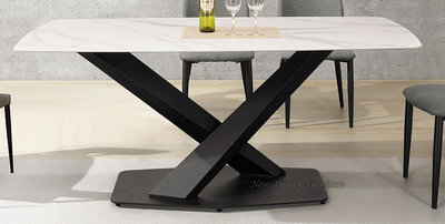 【N D Furniture】台南在地家具-JNT黑砂鐵桌腳6尺平光雪山白岩板餐桌YH