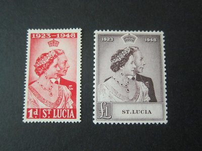 【雲品五】聖盧西亞St Lucia 1948 Sc 129-130 silver wedding set MH 庫號#BP13 71444
