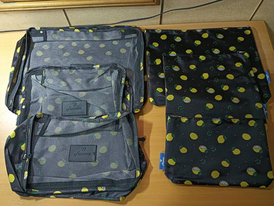 【咿呀二手館】-全新未使用-旅行用多功能袋6件組(檸檬圖案)-收納袋、旅行袋、整理袋、小物收集袋、拉鍊袋、行李收納