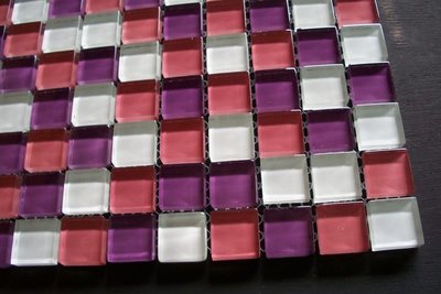 【磁磚之嘉】2.3*2.3 水晶玻璃馬賽克 白粉紫混搭 ◎230元/才