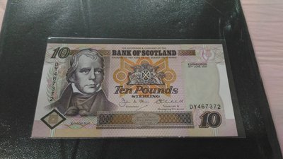 蘇格蘭(Scotland), 10 POUNDS, 2001年, UNC全新, 稀少紙鈔!