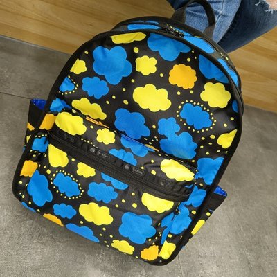 ╭＊全新現貨＊LeSportsac 3747 藍黃雲朵 輕便休閒雙主袋多夾層大容量雙肩背包 旅行包 後背包 書包 電腦包