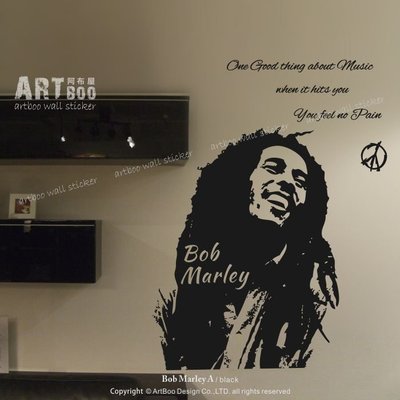 阿布屋壁貼》Bob Marley A - L ‧壁貼 窗貼 搖滾 Reggae 雷鬼 音樂教父 愛樂 吉他 樂器行裝飾.