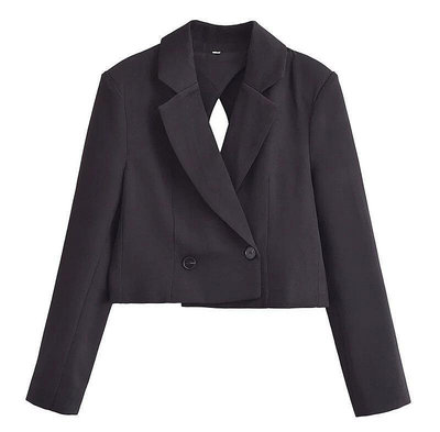 #167（圖）預購商品 春季新品 西裝外套 開襟上衣 純色 雙前襟 雙排單釦 後背開釦鏤空UZC70/0224