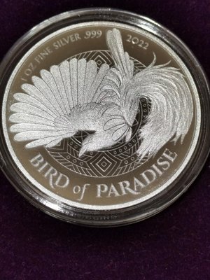 2022 巴布亞紐幾內亞 Bird of Paradise 1英兩銀幣 (現貨, 稀有)