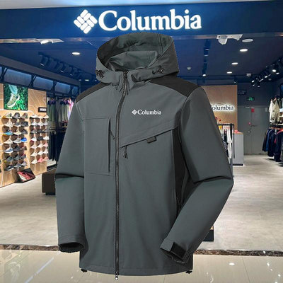 哥倫比亞沖鋒衣男士新款秋冬戶外防風防水單層連帽登山服夾克外套