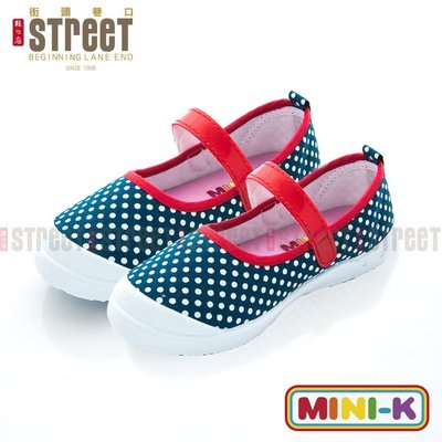 【街頭巷口 Street】台灣自創品牌 MINI-K 童鞋 幼稚園室內鞋 可愛圓點點風格 藍色 HS006BE