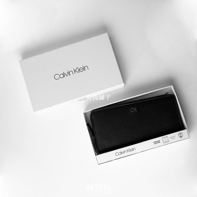熱銷 [] Calvin Klein CK 銀色小標LOGO拉鍊長夾-可開發票
