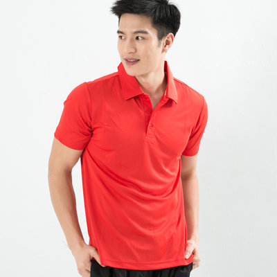 男款排汗POLO衫 CoolMax 吸濕快乾 機能涼感 舒適運動 紅色