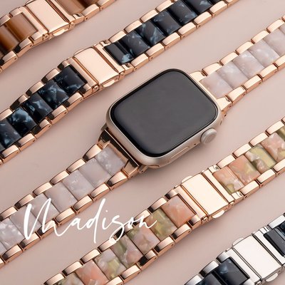 《FOS》日本 Apple Watch Series 7 6 5 4 3 2 SE 大理石紋 錶帶 新款 手錶 不鏽鋼