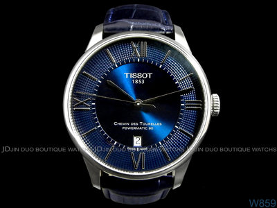 金鐸精品~W859 TISSOT 天梭 CHEMIN DES TOURELLES杜魯爾經典系列藍色面盤42mm自動上鍊男用腕錶