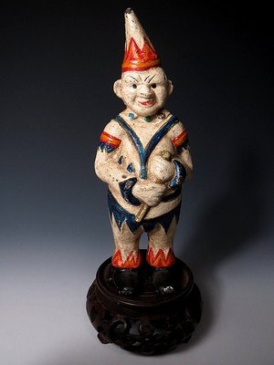 【 金王記拍寶網 】(常5) K101 早期彩繪鐵鑄老玩具 鐵製古董玩具 馬戲團小丑 擺件 罕見稀少