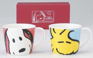 15375A 日本進口 日本製 SNOOPY史努比糊塗塔克馬克杯對杯盒裝 可微波水杯陶瓷杯造型咖啡杯送禮禮物收藏品擺件