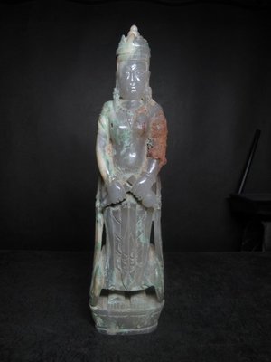 和闐玉雕◎ 中國出土  持瓶觀音 黃土青銅沁   非壽山石