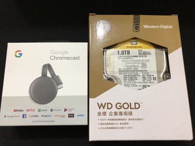 「聯強公司貨」Google Chromecast V3 媒體串流播放器(三代電視棒+WD硬碟)