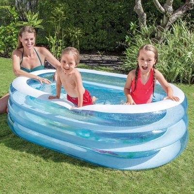 現貨美國INTEX 57482 透明橢圓水池 充氣水池 充氣兒童游泳池