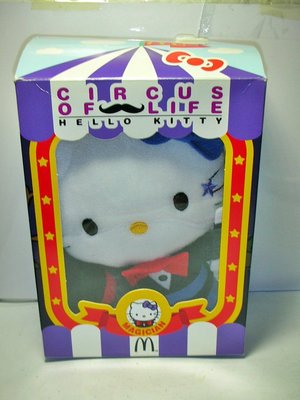 aaL皮.(企業寶寶玩偶娃娃)全新附盒2013年麥當勞發行Hello Kitty凱蒂貓馬戲團-魔術師絨布娃娃