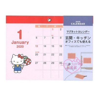 ♥小公主日本精品♥ Hello Kitty 2020 磁吸式掛曆 紅.拿汽球 壁掛日曆.年曆.行事曆 60150608