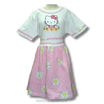 100 %棉 女童典雅繡花棉Kitty洋裝(8069)