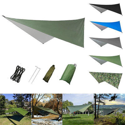 戶外用品多功能三角天幕防水戶外帳篷野營用品沙灘遮陽布地布