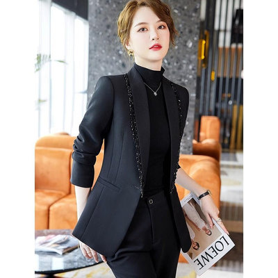 淑女套裝 新款高級感小個子套裝 黑白套裝 職業西服套裝 上班面試套黑白