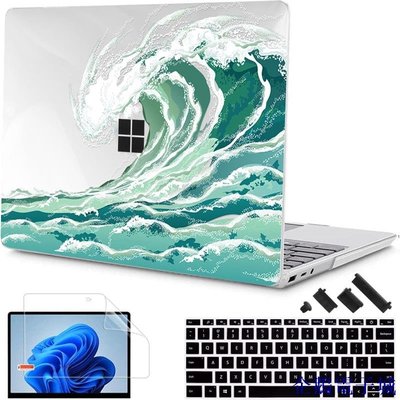 溜溜雜貨檔Green Waves 透明保護套適用於 12.4 英寸 Microsoft Surface Laptop Go