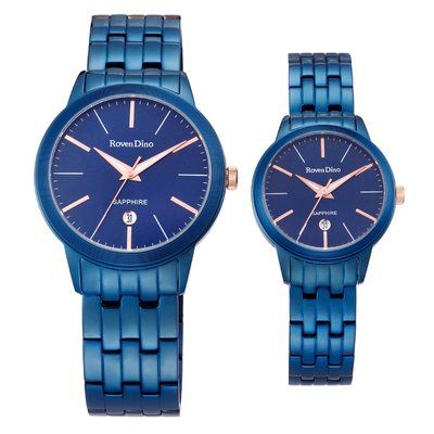 可議價【 幸福媽咪 】Roven Dino羅梵迪諾 石英錶 單支價藍玫瑰金刻RD732BU(男錶)RD733BU(女錶)