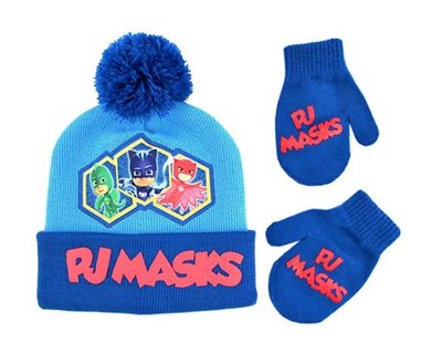 預購 美國帶回 PJ Masks 睡衣小英雄 卡通 毛帽+手套組合 冬天必備 粉絲最愛
