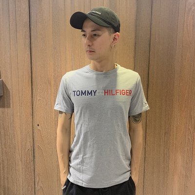 美國百分百【全新真品】Tommy Hilfiger 短袖 T恤 TH T-shirt logo 灰色 XS號 AW80