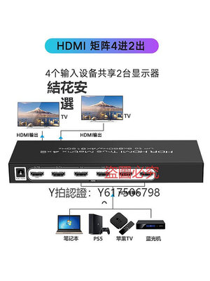 切換器 HDMI 2.1版 四進二出 4進2出矩陣高清切換分配器8K@60Hz 4K@120Hz