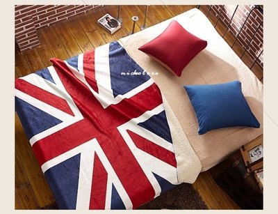 尼克卡樂斯~英國旗美國旗羊毛絨大毯子 床用毯 沙發毯子 車用毯子 雙人棉被 加厚羊毛毯 工業風寢具