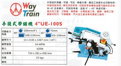 Way Train 移動式帶鋸機 手提式帶鋸機 4" UE-100S